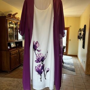 Women's Dress 2 Piece Floral Sleeveless Loose Maxi Summer Dress with Jacket